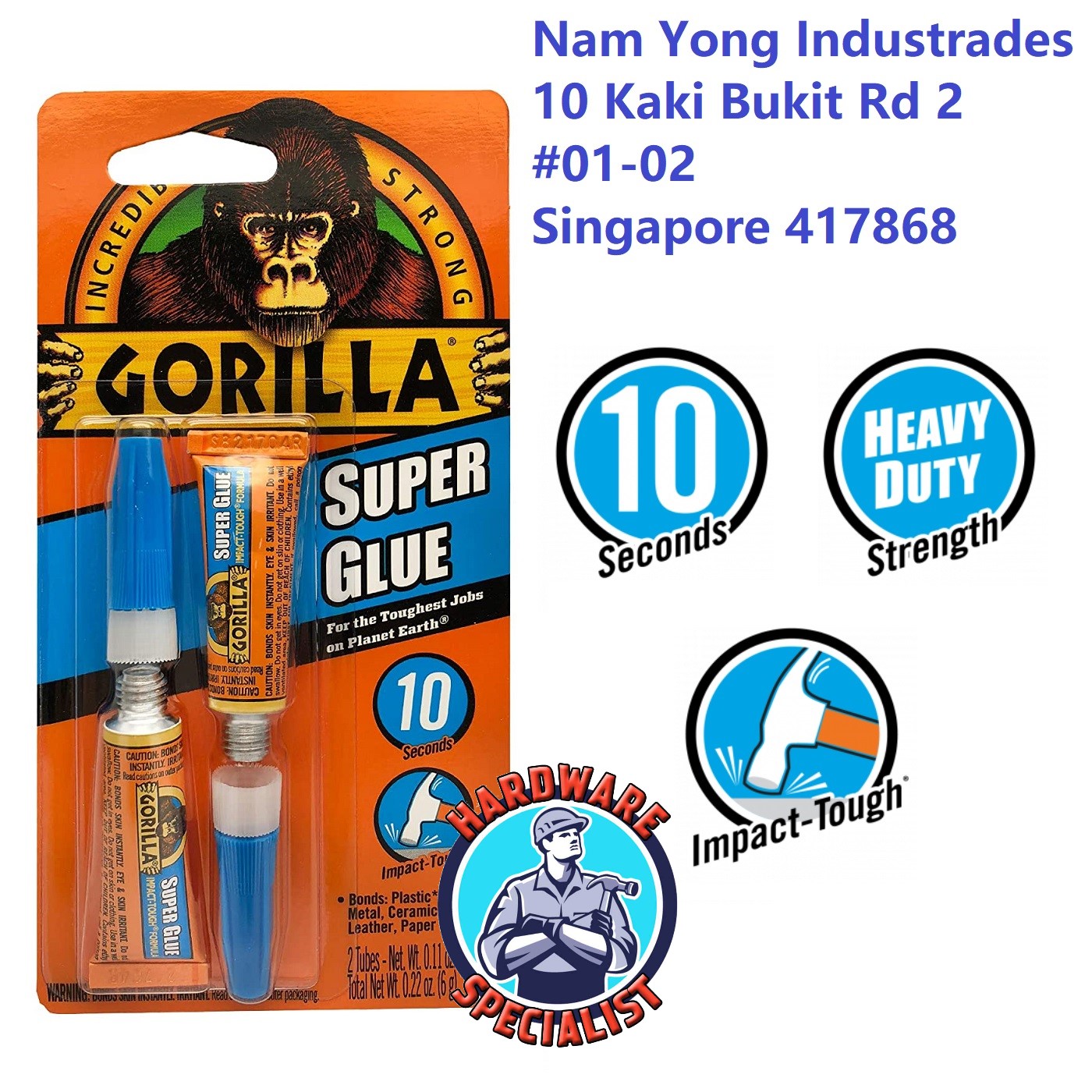 Gorilla Clear Super Glue Impact Tough Formula (3g x 2)